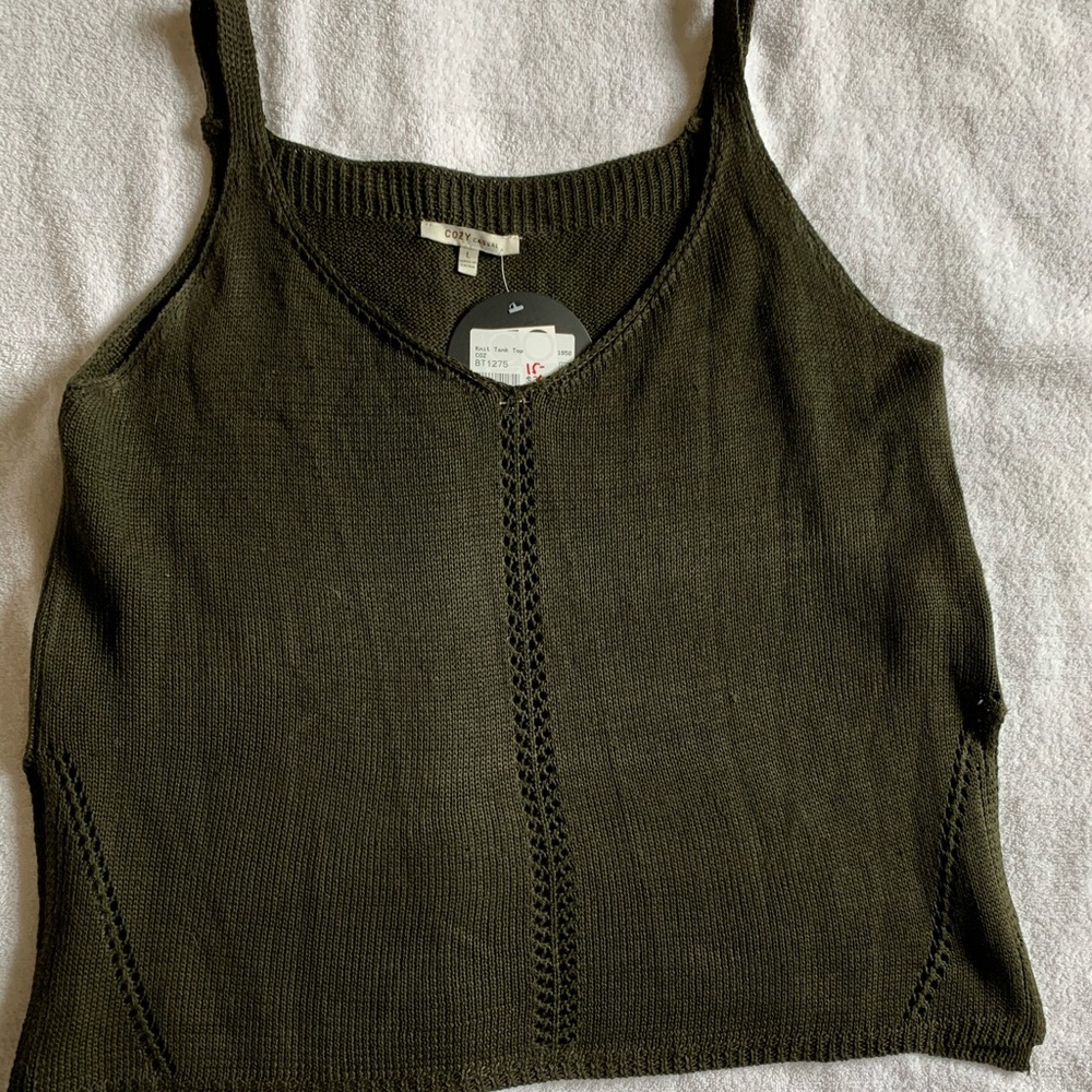 Olive green Sweater tank top